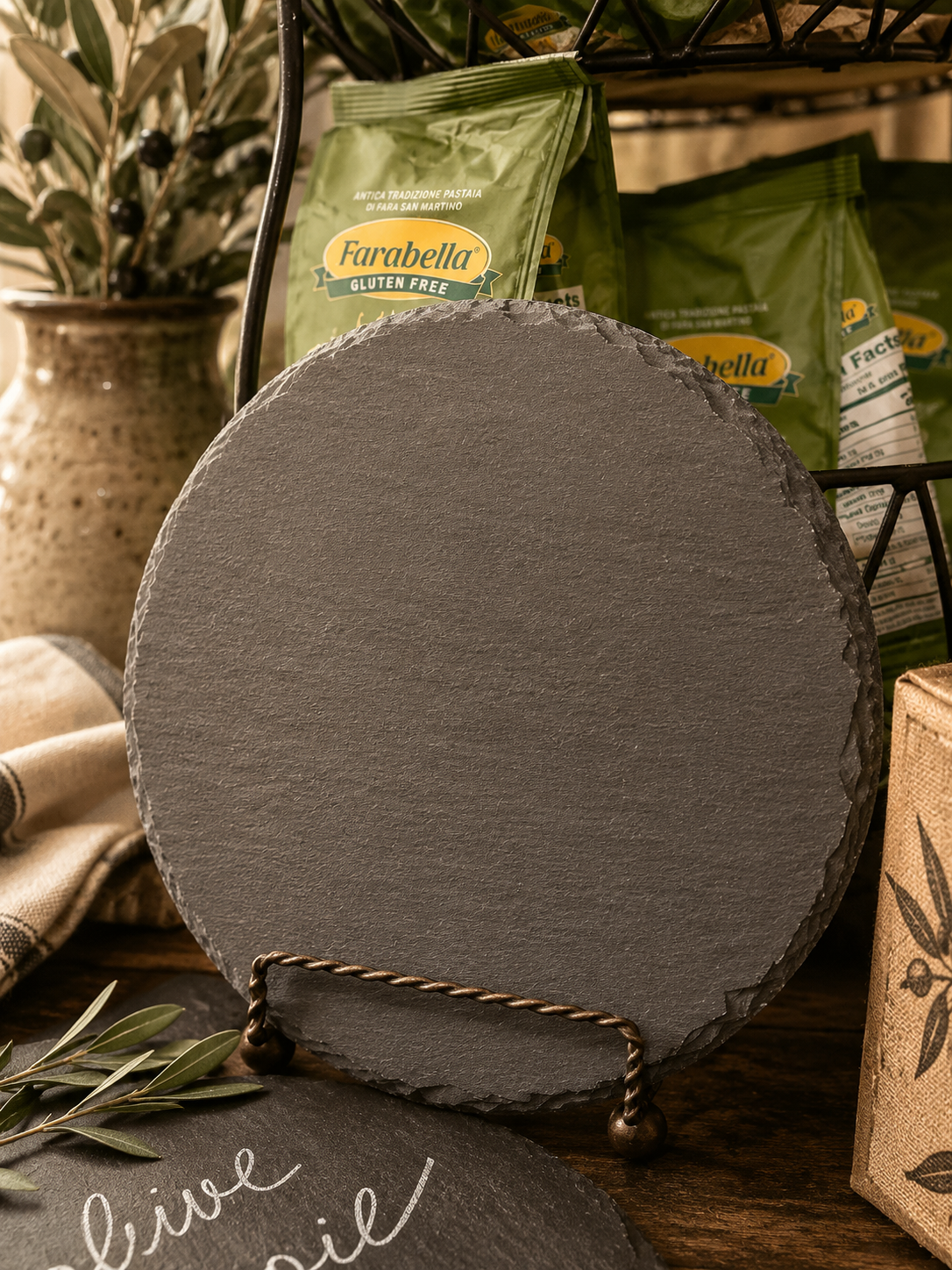 Round slate charcuterie board